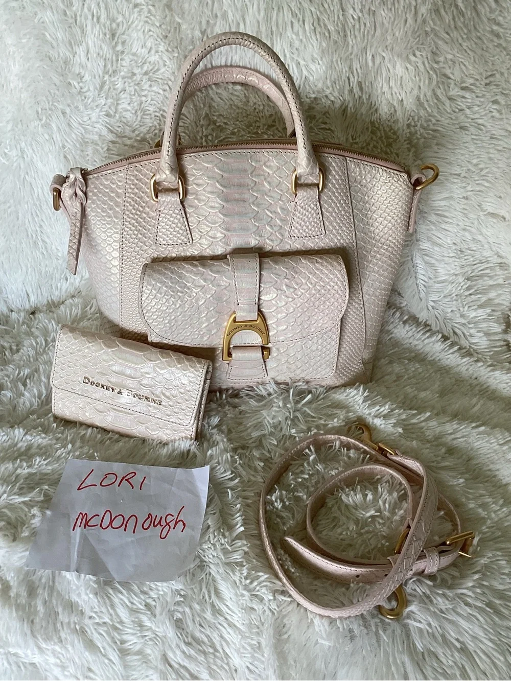 Dooney & Bourke Blush Pink Embossed Leather Satchel with Matching Wallet